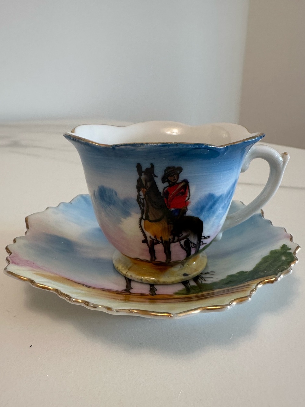 Vintage Royal Canadian Mounted Police Horseback Souvenir Cup & Saucer
